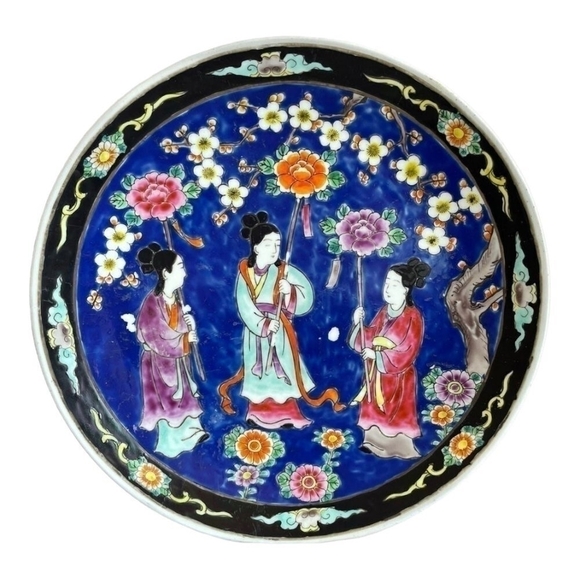 Antique Bowl Japanese Large Serving Plate Hand Painted Plate Ceramic Plate - Picture 1 of 2